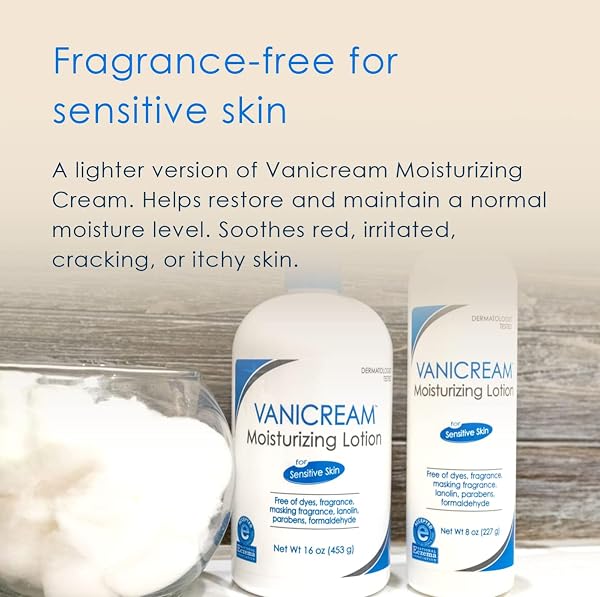 VANICREAM MOISTURIZING LOTION WITH PUMP | FRAGRANCE AND GLUTEN FREE | FOR SENSITIVE SKIN | 16 OUNCE (PACK OF 1)