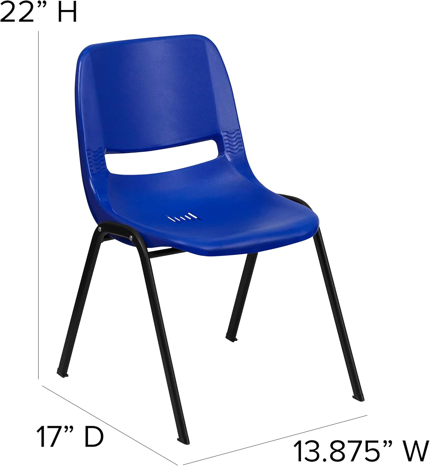 Flash Furniture HERCULES Series 440 lb. Capacity Kid's Navy Ergonomic Shell Stack Chair with Black Frame and 12" Seat Height: Furniture & Decor