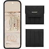 BAGSMART Travel Jewelry Organizer Case, Foldable Jewelry Roll for Necklaces, Earrings, Journey-Rings, Bracelets, Brooches, Portable, Black