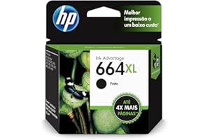 Cartucho de Tinta HP 664XL preto Original (F6V31AB) Para Impressora Deskjet 2136, 2676, 3776, 5076, 5276