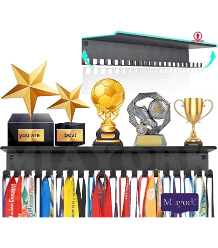 Estante Metálico De Pared GARVALON Para Medallas Y Trofeos Deportivos, Colgador Práctico Y Decorativo De 24,5 Cm