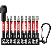 EZARC Diamond Tip Impact Torx Bit Set TT10-TT40, 2-9/16" Security Torx Bits | Anti-Slip Impact Driver Bit Set, with Impact Bit Holder, CNC Machined &amp; S2 Steel, Tamper Proof Screwdriver Bit Set, 10-Piece