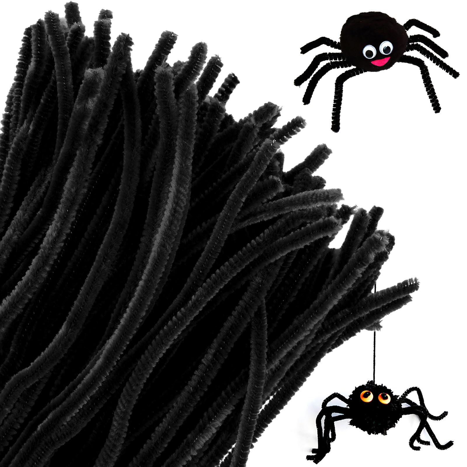Black Pipe Cleaners for Craft, 30cm Long Halloween Craft Pipe Cleaners, Pipecleaners, Chenille Stems Pipe Cleaners for Kids Halloween Xmas Craft - 100 Pcs — image 1