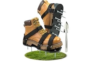 MILLUXXi Lawn Aerator Shoes with Hook & Loop Straps for Effectively Aerating Lawn Soil, Free-Installation Heavy Duty Spiked S