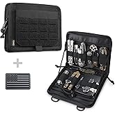 WYNEX Tactical Folding Admin Pouch, Molle Tool Bag of Laser-Cut Design, Utility Organizer EDC Medical Bag Modular Pouches Tactical Attachment Waist Pouch Include U.S Patch