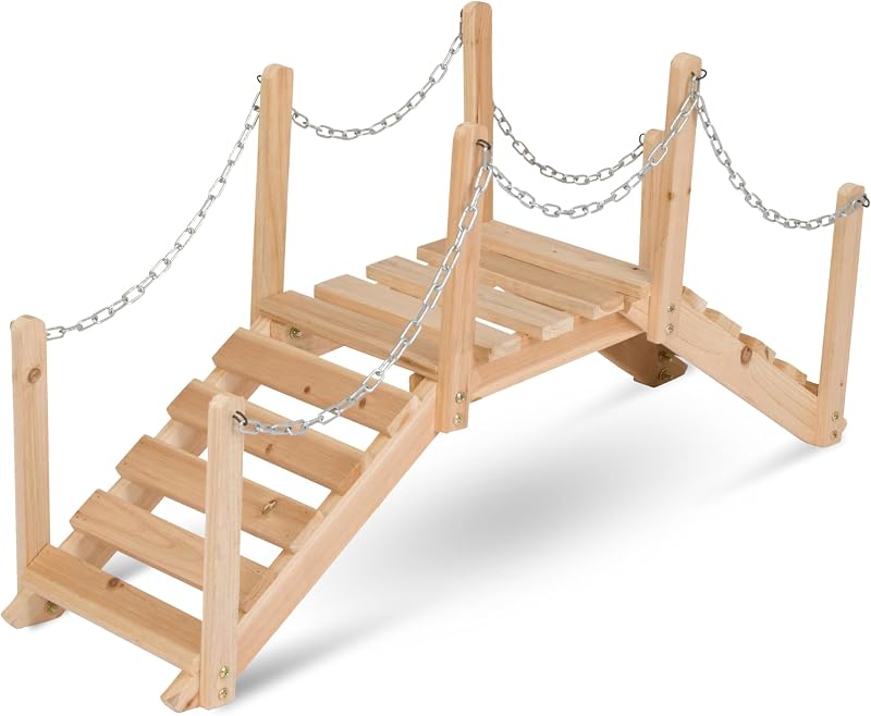Shine Company Cedar Garden Bridge 3ft with Side Rails Natural Wood