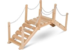 Shine Company 4963N Decorative Cedar Wood Garden Bridge with Side Rails, Natural
