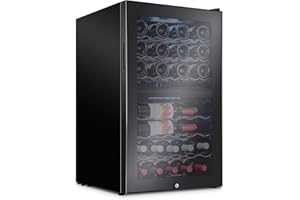 Ivation 43 Bottle Dual Zone Wine Cooler Refrigerator w/Lock | Large Freestanding Wine Cellar For Red, White, Champagne & Sparkling Wine | 41f-64f Digital Temperature Control Fridge Glass Door Black