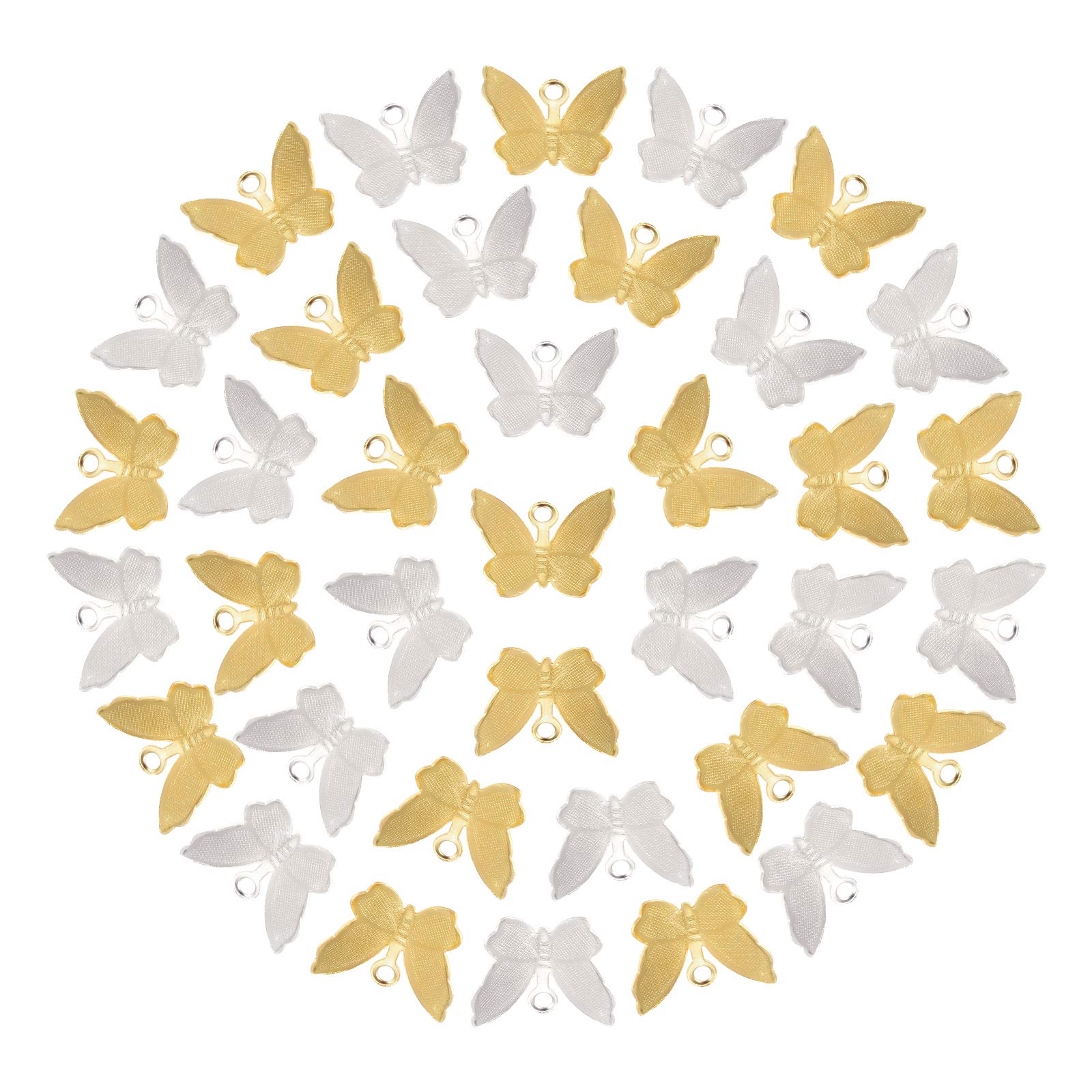 NBEADS 160Pcs 2 Colors Butterfly Charms, Brass Filigree Animal Pendants for DIY Jewellery Necklace Bracelet Making