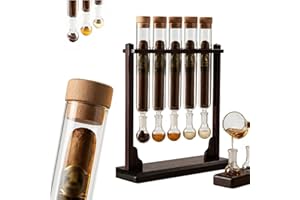 Amacthysh Cigar Flavor Infusion Kit with Wooden Stand, Glass Infuser Tubes with Sealed Lids, DIY Cigar Aroma Aging & Flavorin