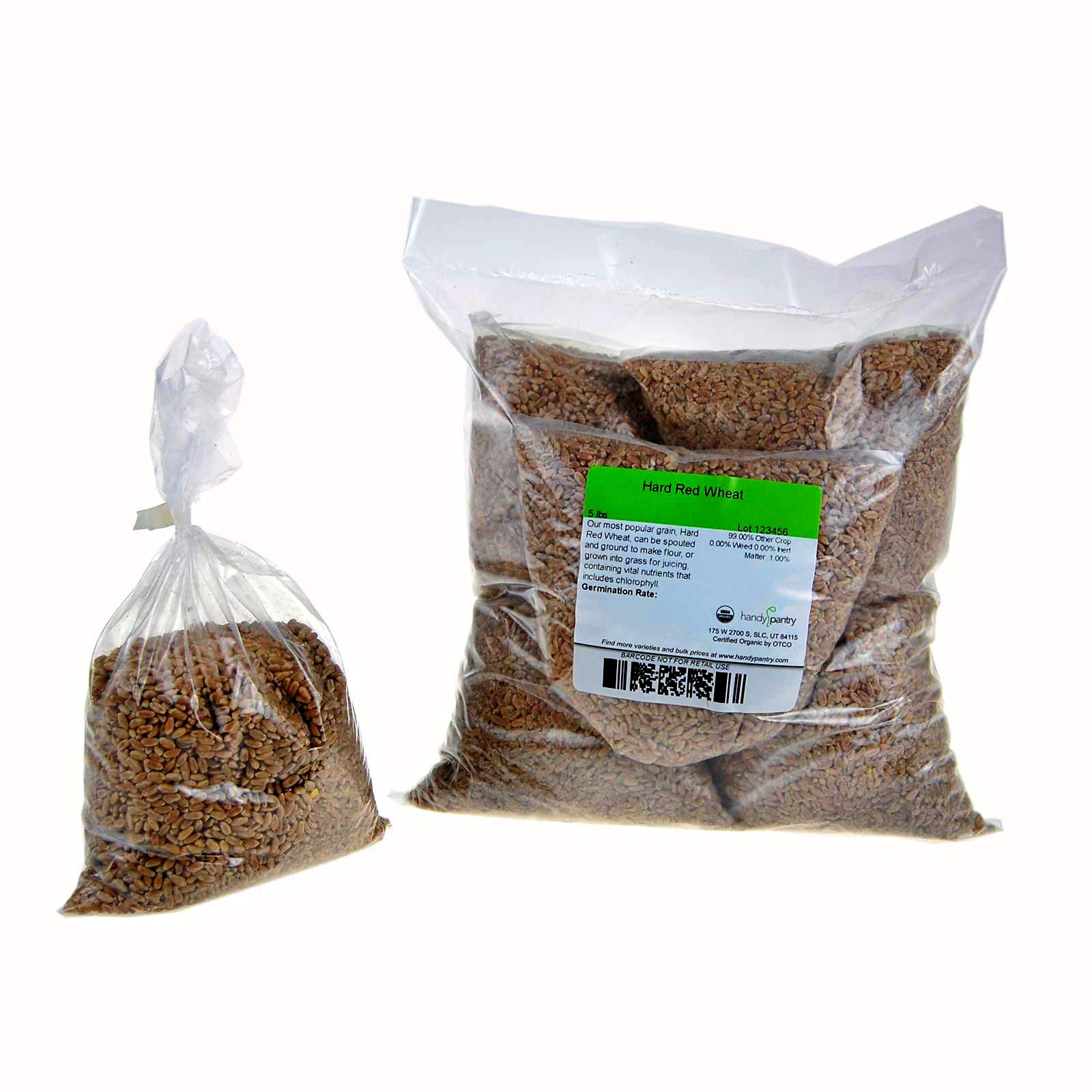 Certified Organic Hard Red Wheat Sprouting Seed 5 PreMeasured Bags