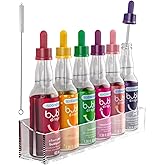 GALVANOX Glass Dropper Pipettes with 6-Bottle Holder for SodaStream Bubly Drops Flavors, Countertop/Wall Mount Organizer (6 C