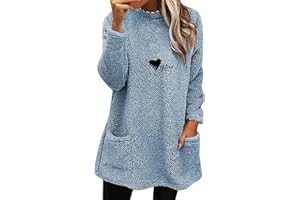 QINNYO Sweatshirt for Womens Fashion Winter Warm Sweater Pullover Fleece Thickening Plus Size Fall Clothes Casual Loose Tops