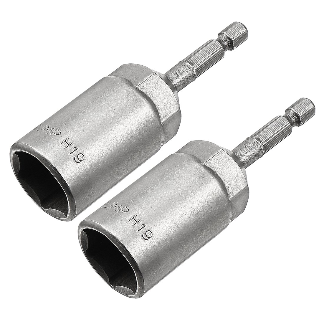 Sourcingmap 2 Pcs 1/4" Quick-Change Hex Shank 19mm Nut Setter Driver Drill Bit, 80mm Length, Metric No-Magnetic