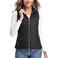 Women's Vest - Stand Collar Lightweight Zip Quilted Vest for Women