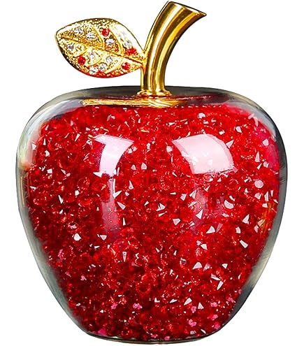 Qianly Figurine De Fruit En Verre - Presse-papier Décoratif - Figurine De Collection En Cristal - Décoration De Bureau - Pêche