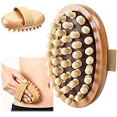 2 PCS Meridian Massage Brushes, Wood Therapy Massage Tools with Essential Oil, Handheld Meridian Brush for Belly Fat, Full Body Relaxation Cellulite Pressure Brushes for Legs, Arms, Back (Brown)