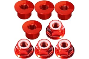 FRAIZOE RC 8Pcs M4 Flange Nuts Aluminum, M4-0.7mm Hex Flange Nylon Insert Lock Nuts for 1/10 Scale RC Car Traxxas Slash 4x4 2WD Stampede VXL Rustler VXL HPI Redcat Axial Racing Truck Buggy Crawler Wheels
