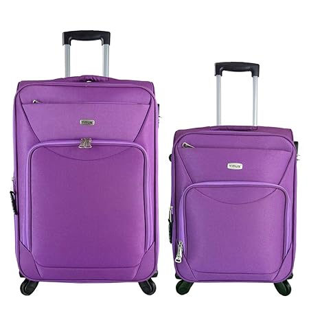 Timus Polyester 55 and 65 cm Wine 4 Wheel Trolley (Medium) - Set of 2