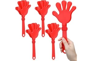 WOANGER 4 Pieces Jumbo Hand Clappers 11 Inch Noise Makers Party Favors Giant Large Hand Clappers Noise Makers for Sporting Events Cheers Ball Dance Basketball Football Noisemakers (Red)