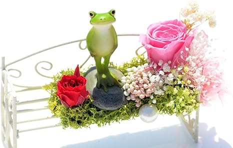 Amazon 花時 Hanadoki 母の日バージョン 福かえるシリーズ 立ち上がる レッドローズ付き プリザーブドフラワー オンライン通販