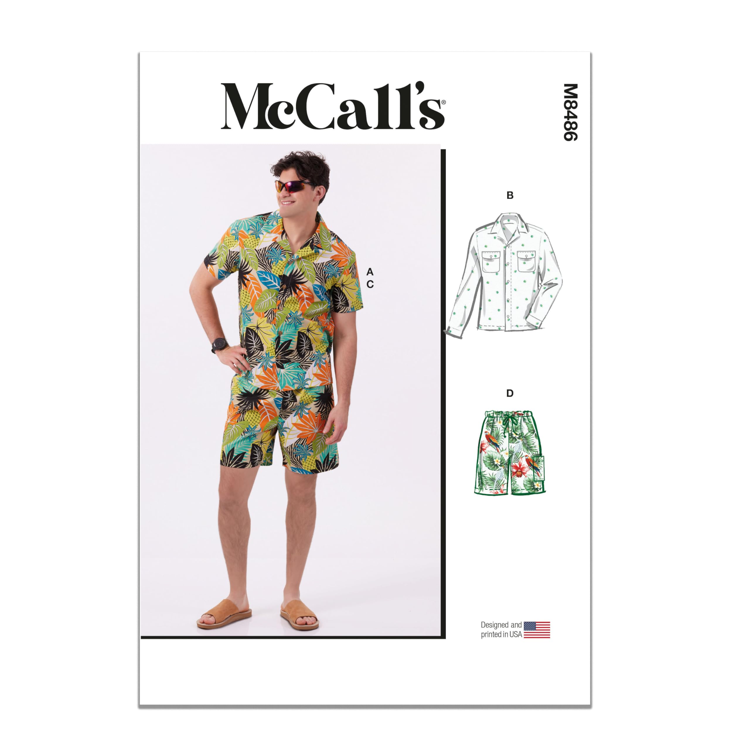 MCCALLS Sewing Pattern M8486BB Men's Shirts and Shorts BB (44-46-48-50-52)