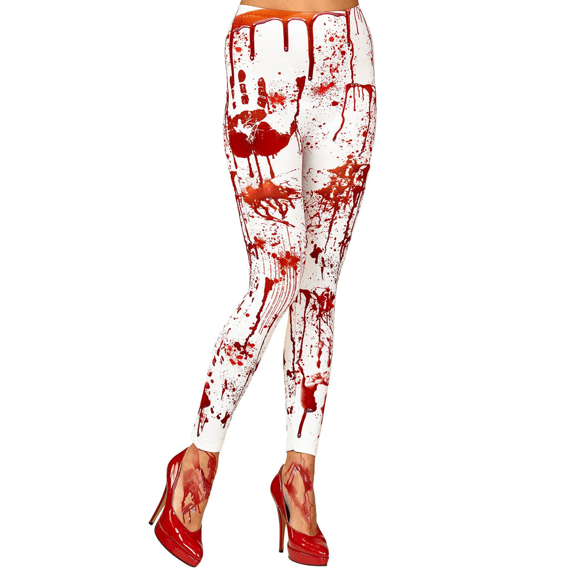 W WIDMANN MILANO Party Fashion - Bloody Leggings for Women, Horror, Psycho, Killer, Zombie, Halloween, Carnival, Theme Parties, 75 DEN