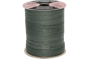 Seebery Raffia Ribbon for Crafts - Raffia Yarn Grass Twine for Gift Wrapping, DIY Decoration & More | Matte String Paper Rope for Crochet - 1/4'' Wide, 100 Yards, Green