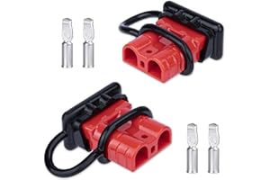BFXM Anderson Connector 2 Pcs, 50 Amp 12-36v Batteries Quick Connect/Disconnect Plug Kit, Connectors for 6 to 12 Gauge Cables, for Car Bike ATV Winches Lifts Motors More,SB50 Red
