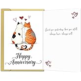 Zoytonky Funny Cat Anniversary Card for Him Her, Sweet Wedding Anniversary Card for Husband Wife, Romantic Love Card Gift for Cat Lovers