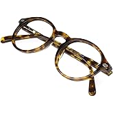 VisionGlobal Blue Light Blocking Glasses for Women and Men, Anti Eyestrain, Computer Reading Glasses, Anti Glare, Premium Acetate Frames, Spring Hinge (Toroise, No Magnification)