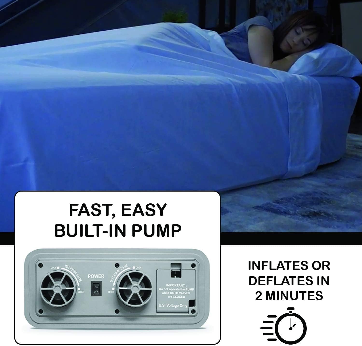 EZ INFLATE Luxury Double High Queen air Mattress with Built in Pump, Queen Size, Inflatable Mattress for Home Camping Travel, Luxury Blow up Bed at a, 2 Year Warranty: Kitchen & Dining