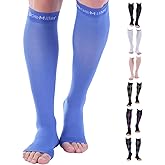 Doc Miller Open Toe Compression Socks for Men & Women, 30-40 mmHg Knee High Support, Toeless Design for Daily Leg Comfort, Breathable Nylon Spandex, 1 Pair