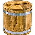 Pickle Barrel, Oak Cask, 5-70 Litres Wooden Vat for Pickles with a Lid, Rustic Wooden Cask, Farmhouse Storage
