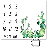 LUCKBTY Cactus Baby Monthly Milestone Blanket, 47"x40" Newborn Photography Blanket, Memory Blanket for New Moms Growing Infants 0-12 Months, Baby Shower Blanket BTMYLU36