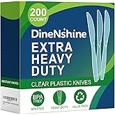 200 Pieces Clear Plastic Knives Heavy Duty Disposable -, BPA-Free, Heat Resistant, Durable and Solid Premium Plastic knives for Party Supplies