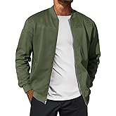 Runcati Mens Suede Bomber Jackets Full Zip Casual Softshell Varsity Jacket Lightweight Vintage Fall Coat with Pockets