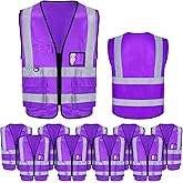EBOOT 10 Pcs Safety Vests High Visibility Safety Vest with Reflective Strips for Construction Outdoor Running Cycling Walking
