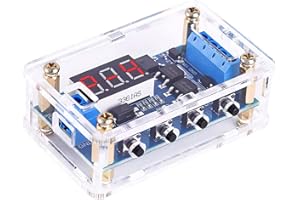 PEMENOL Programmable Timer Delay Relay Module DC 5V-36V Adjustable On/Off Cycle Timer Switch with Dual MOS Output Digital Display Emergency Stop Protective Case for Smart Home Automation DIY Electronics