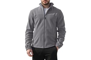 QOSOQ Mens Polar Fleece Jacket Full Zip Lightweight Casual Outdoor Jackets Stand Collar Warm Coats with Pockets