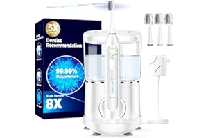 Electric Toothbrush with Water Flossers for Adults, Upgrade Flossing Toothbrush Combo, 5 Floss Speeds&3 Brush Modes, 500mL Ta