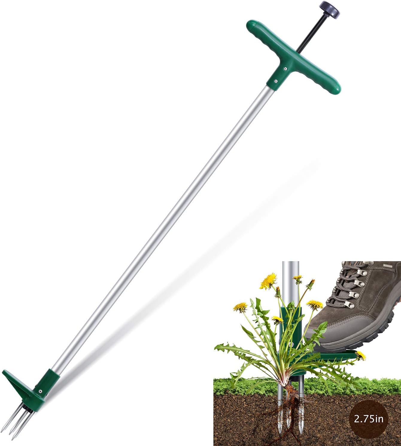 Ohuhu Stand Up Weeder with 3 Stainless Steel Claws, 39