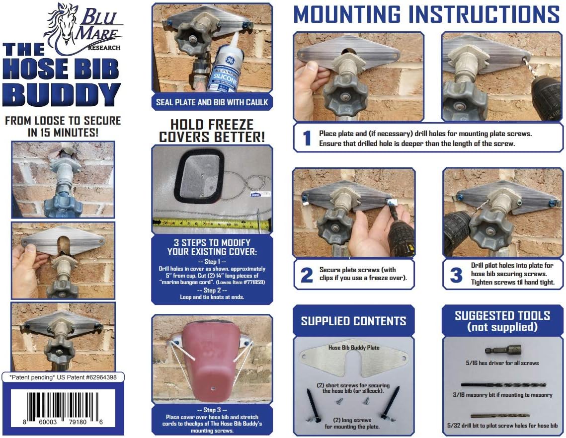 "Hose Bib Buddy" - Spigot Mounting Plate - Anchor it - Without Removing The Faucet. No Plumbing! Any Faucet Old, New, and Shark Bites!: Home Improvement