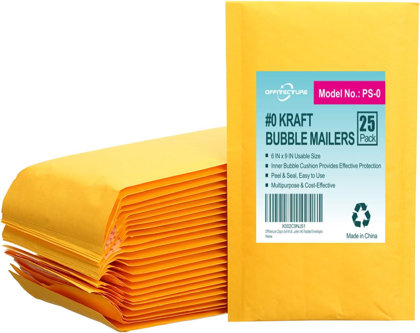 Offitecture 25pcs 6x9 Kraft Bubble 