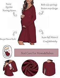 Ekouaer Womens Nursing Nightgown Side Open Delivery