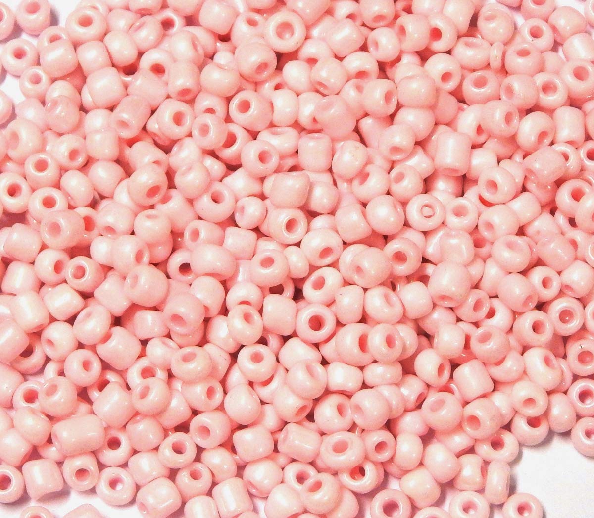 Pack of 1100 Glass Seed Beads 4 mm, 6/0, Pony Beads, Clear Mini Children's Beads, Seed Beads, Choice of Colours (Pink Opaque)