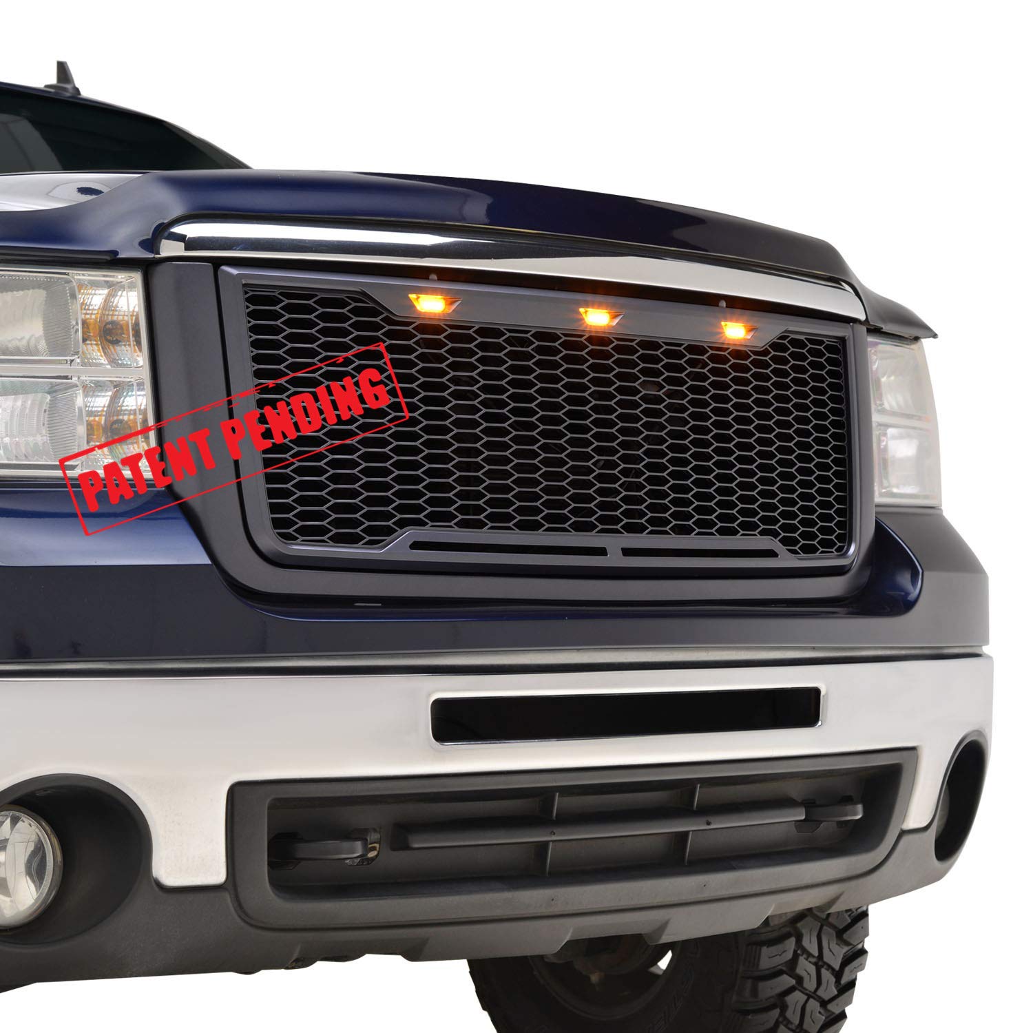 EAG Replacement Upper Grille Front Mesh Grill with Amber LED Lights