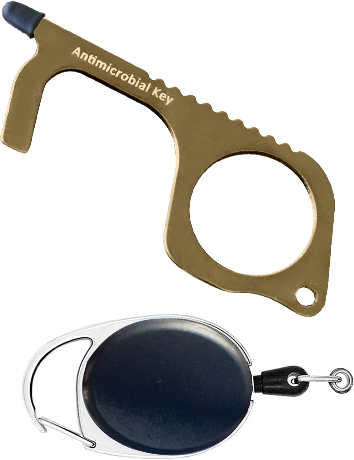 WiserKey-Touchless Door & Button opener Antimicrobial Brass Germ Key w Carabiner