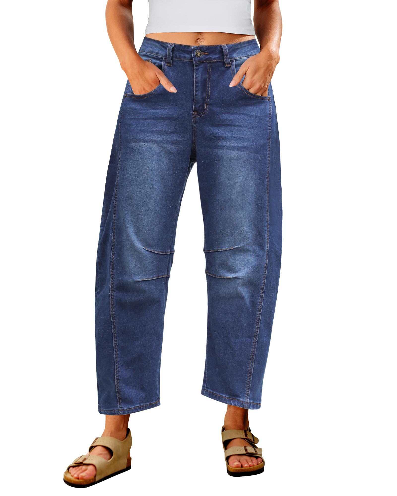 Photo 1 of Utyful Barrel Jeans Womens Jeans for Women High Waisted Pants Women's Clothing Nashville Outfits Classic Blue Medium US Size 8 to 10