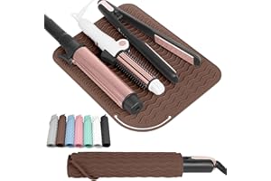 WRORUNER Larger Size Curling Iron Heat Resistant Silicone Mat Portable Travel Hot Tools Pad Cover for Flat Iron Hair Straightener and Other Hair Styling Tools(12" x 9")